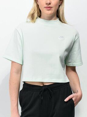 Nike Sportswear Jersey Mint Green Crop Top T-Shirt, Size Small
